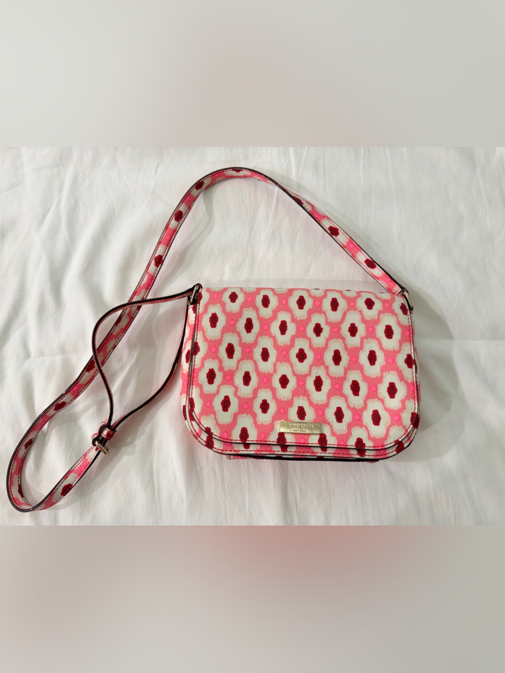kate spade Pink and Cream Patterned Crossbody Bag